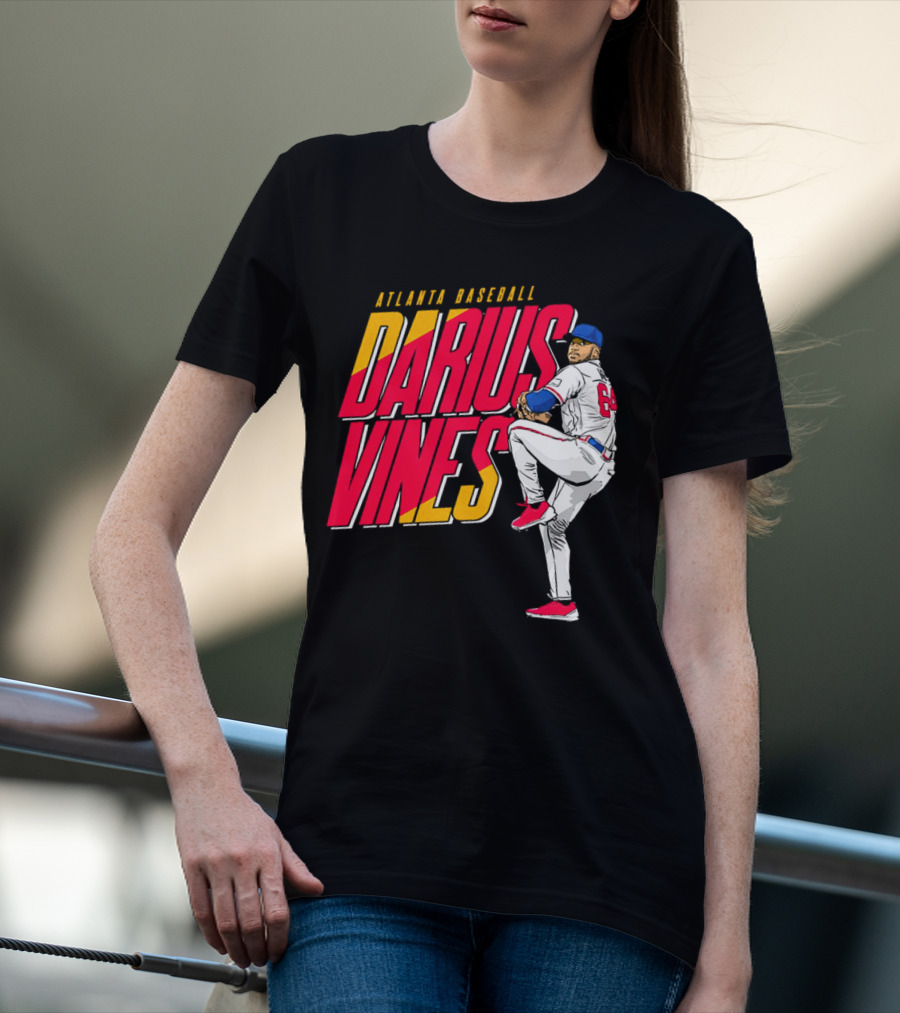 Atlanta Baseball Darius Vines 64 Pitching Action T-Shirt