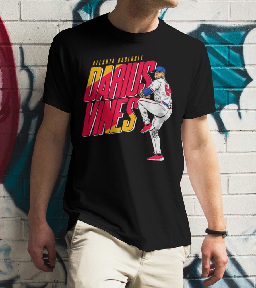 Atlanta Baseball Darius Vines 64 Pitching Action T-Shirt
