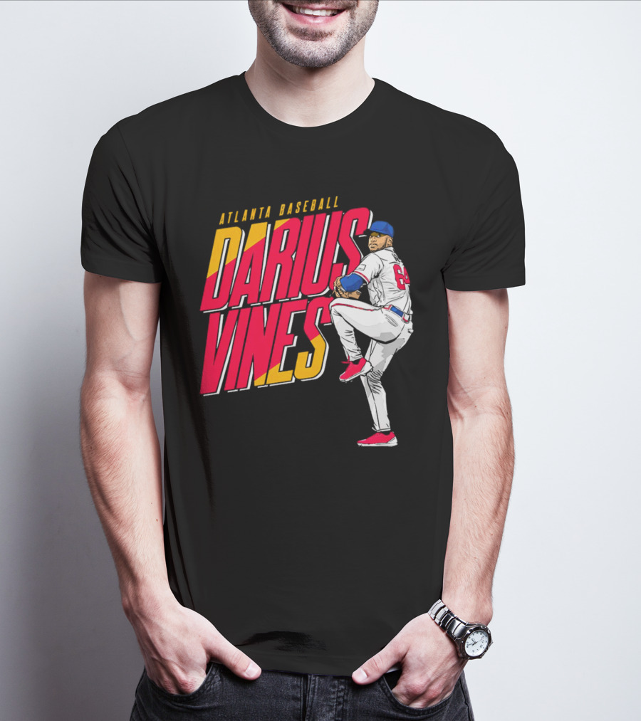 Atlanta Baseball Darius Vines 64 Pitching Action T-Shirt