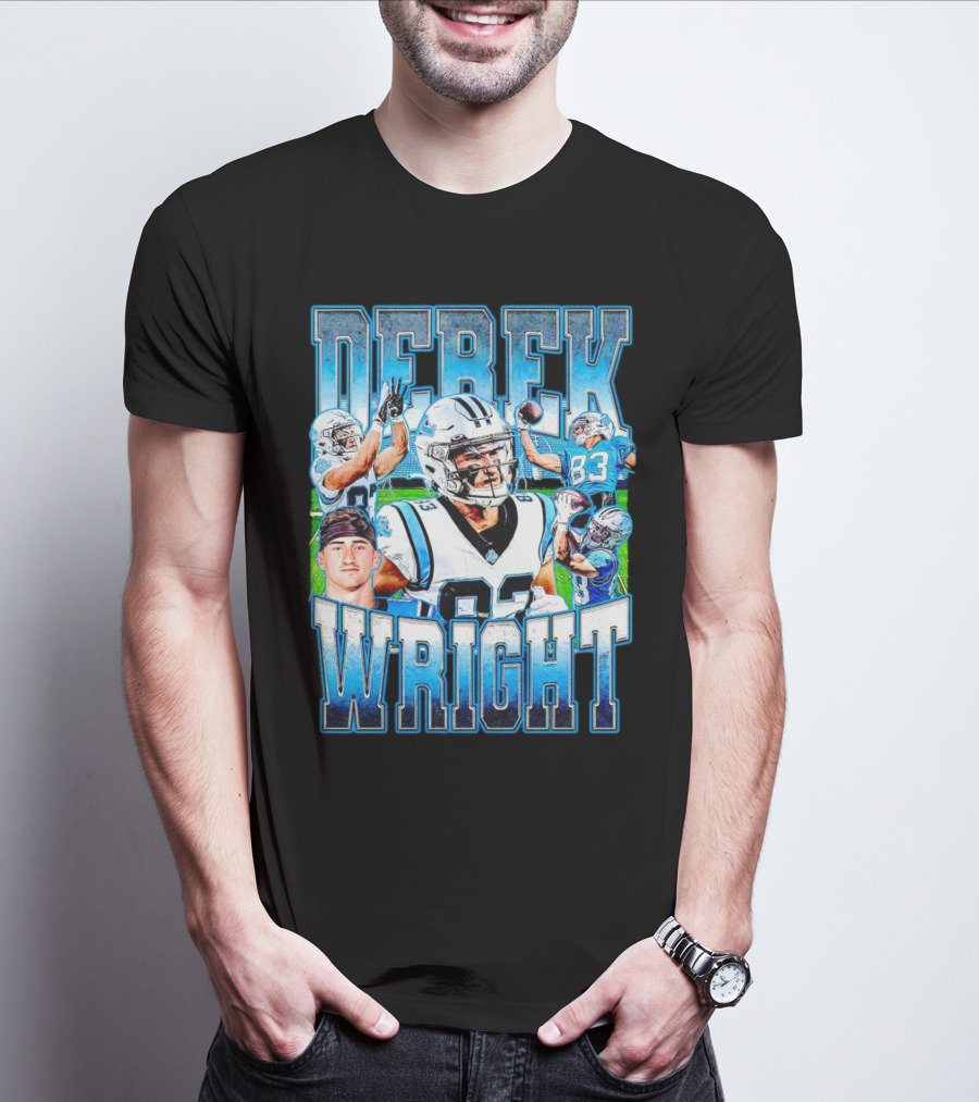 Derek Wright 83 Carolina Panthers Vintage Football T-Shirt
