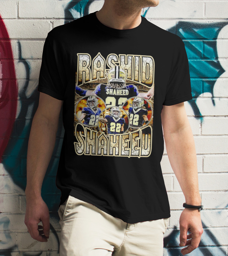 Rashid Shaheed 22 New Orleans Saints Vintage Football Collage T-Shirt