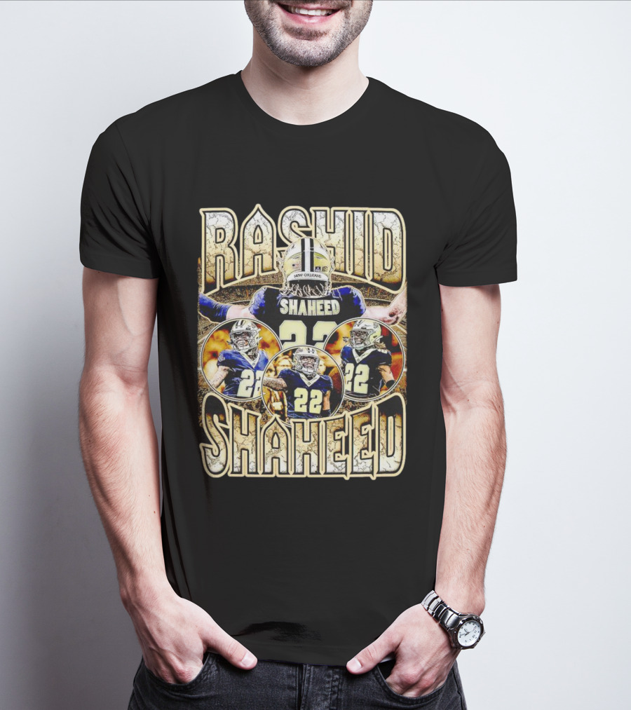 Rashid Shaheed 22 New Orleans Saints Vintage Football Collage T-Shirt