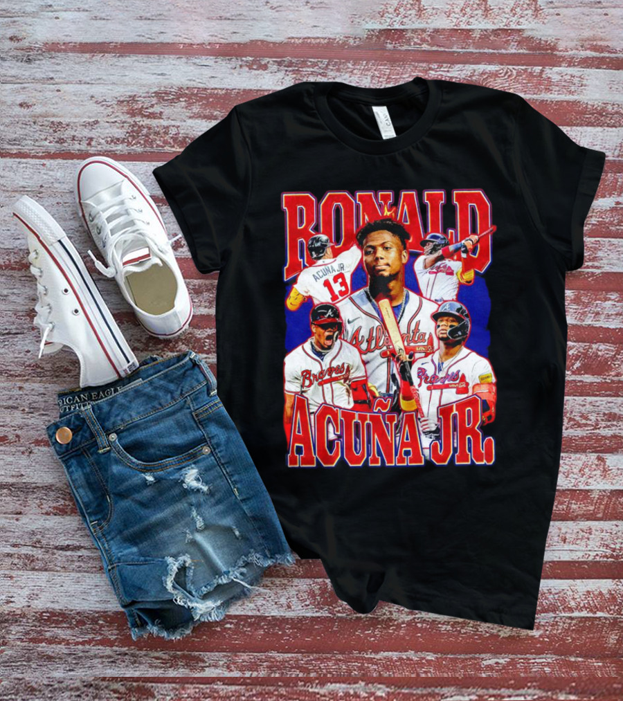 Ronald Acuña Jr Atlanta Braves Vintage Baseball Player Collage T-Shirt
