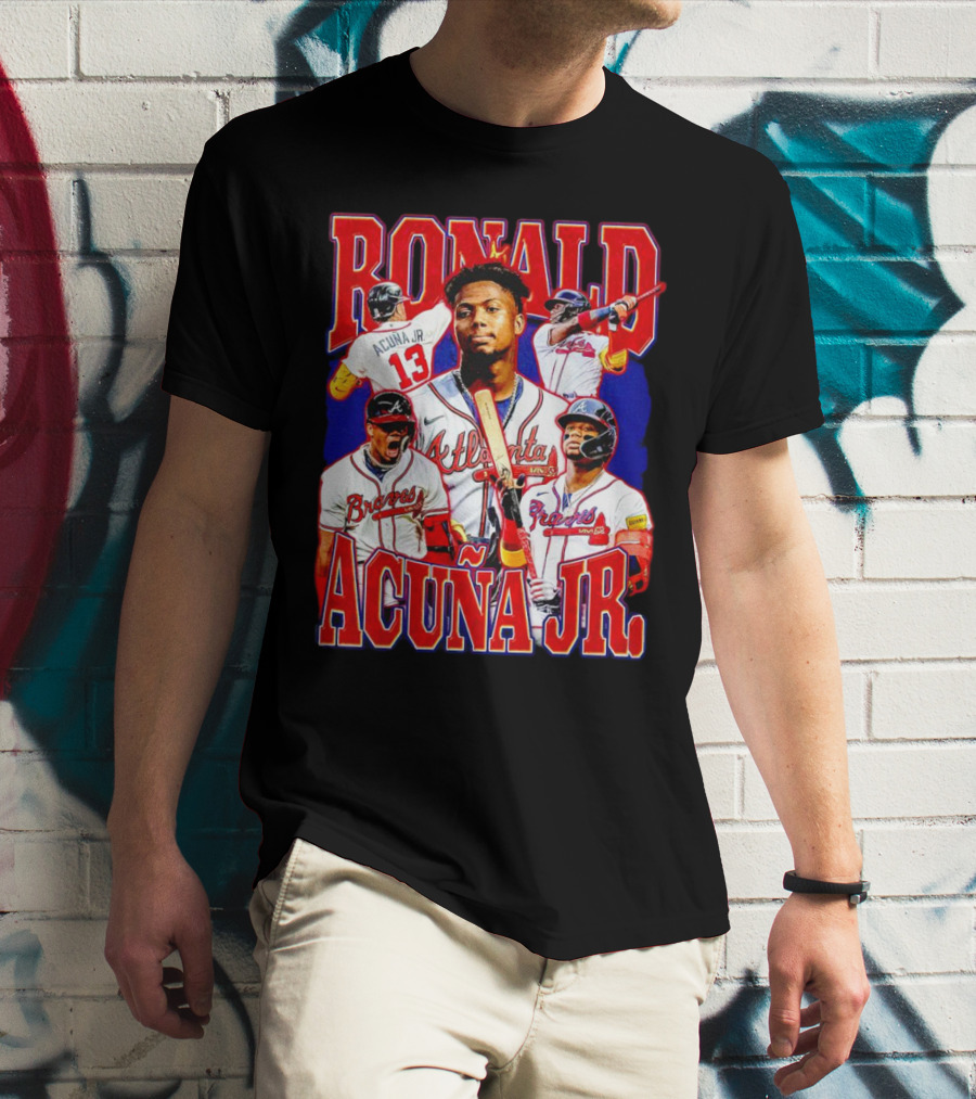 Ronald Acuña Jr Atlanta Braves Vintage Baseball Player Collage T-Shirt