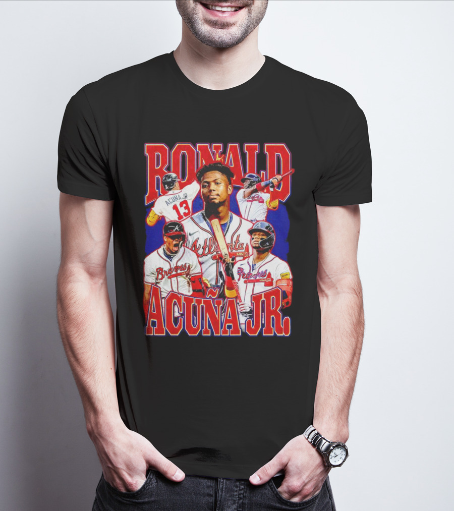 Ronald Acuña Jr Atlanta Braves Vintage Baseball Player Collage T-Shirt