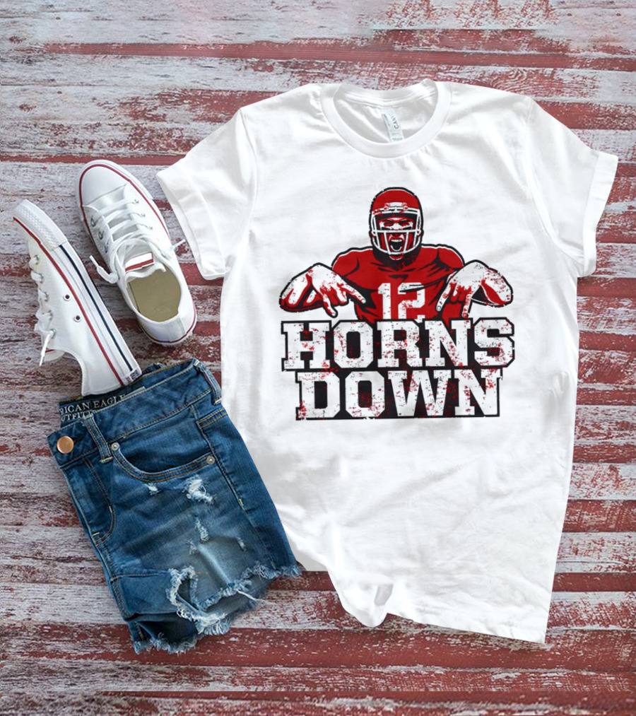 Horns Down 12 Houston Cougars Football T-Shirt