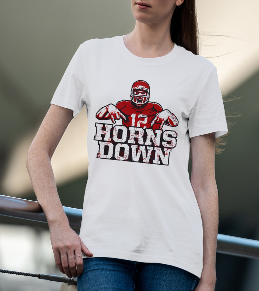 Horns Down 12 Houston Cougars Football T-Shirt