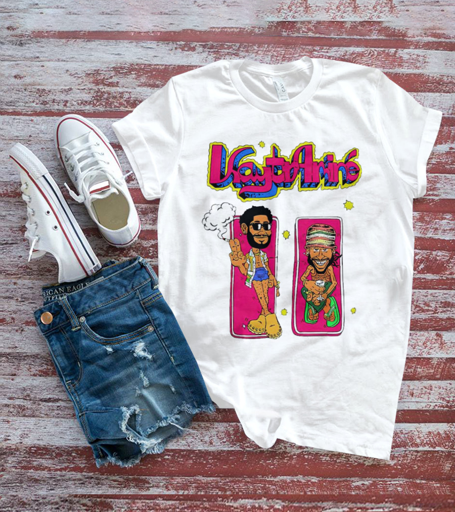 Kaytramine Smoking Drinking Cartoon Characters Relaxing T-Shirt