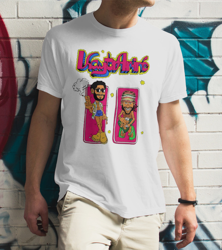 Kaytramine Smoking Drinking Cartoon Characters Relaxing T-Shirt