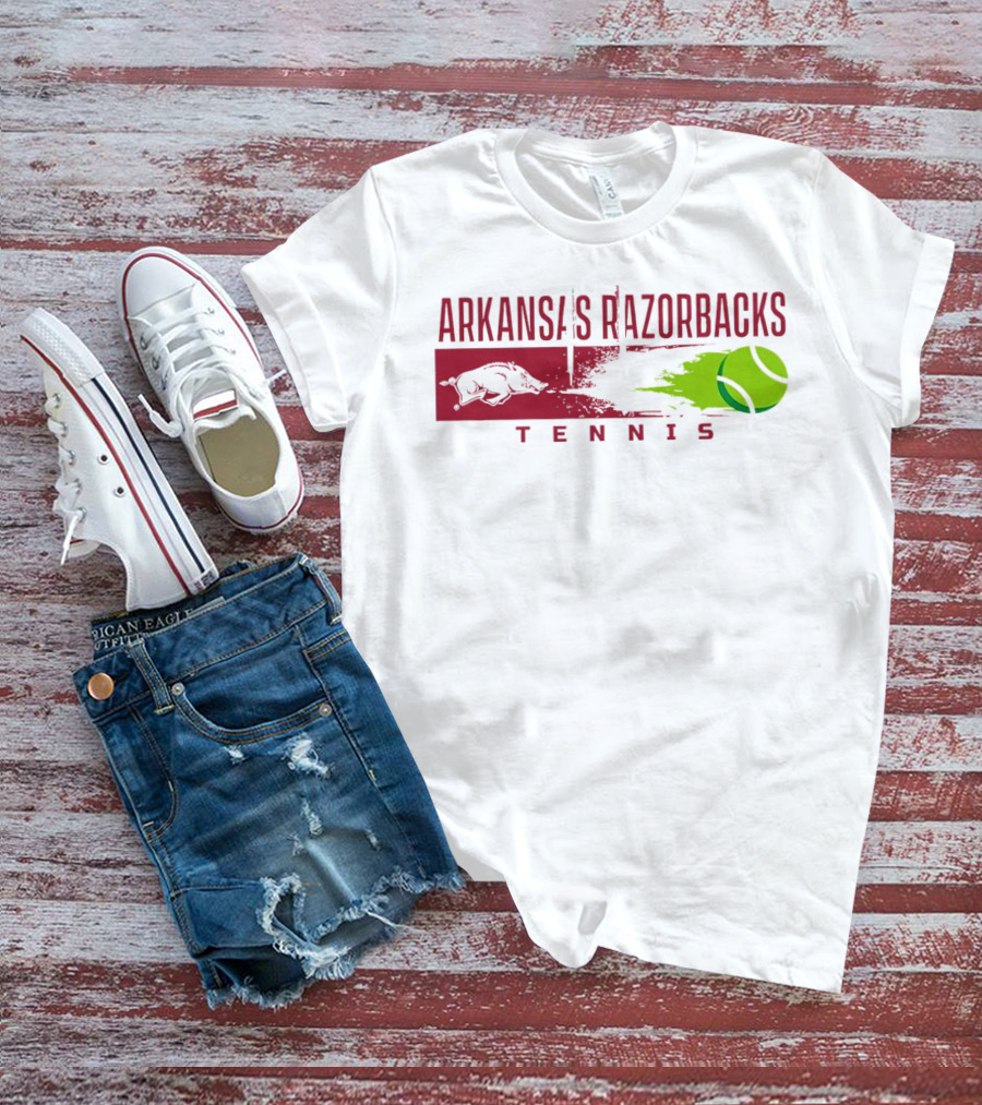 Arkansas Razorbacks Tennis Neon Green Ball And Hog T-Shirt
