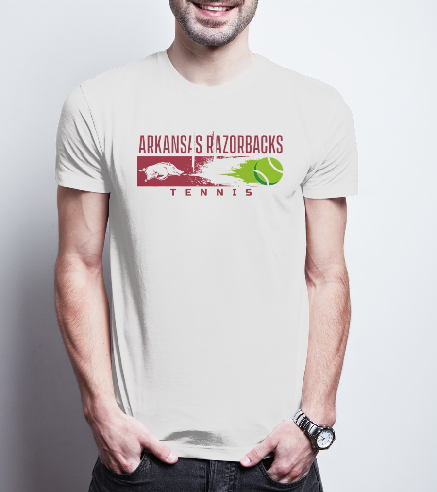 Arkansas Razorbacks Tennis Neon Green Ball And Hog T-Shirt