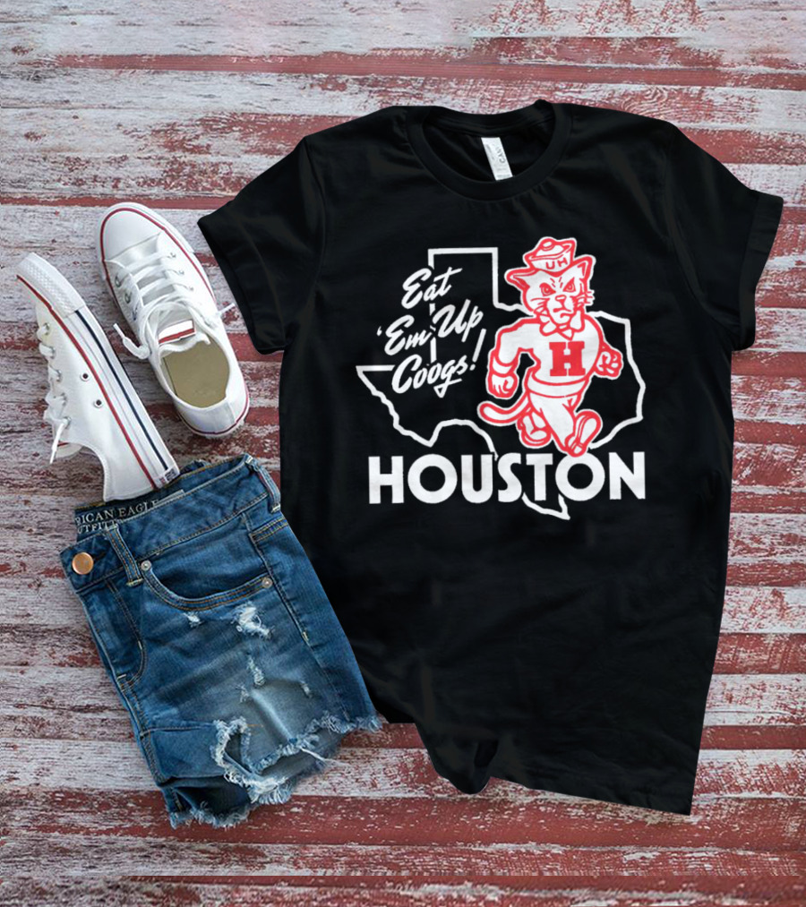 Houston Cougars Eat 'Em Up Coogs Texas State Mascot T-Shirt