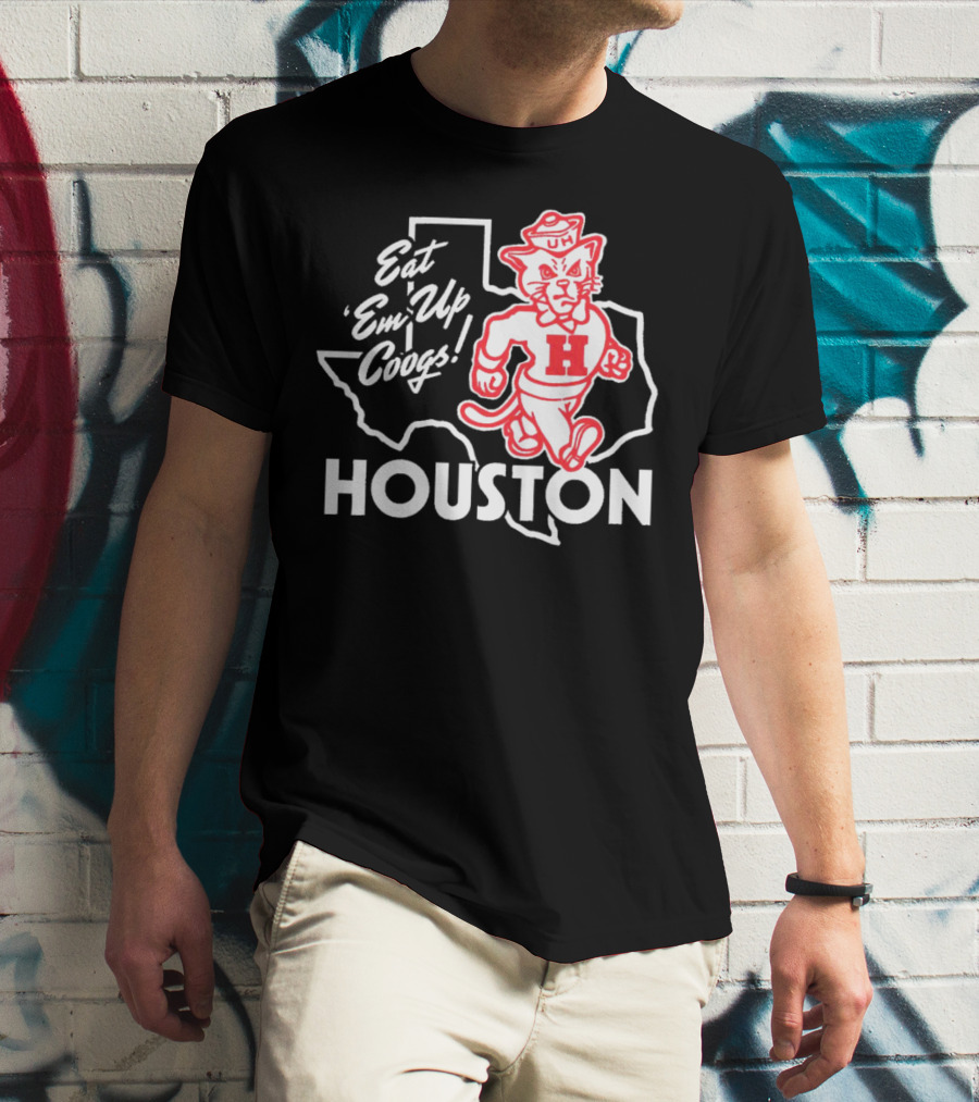 Houston Cougars Eat 'Em Up Coogs Texas State Mascot T-Shirt