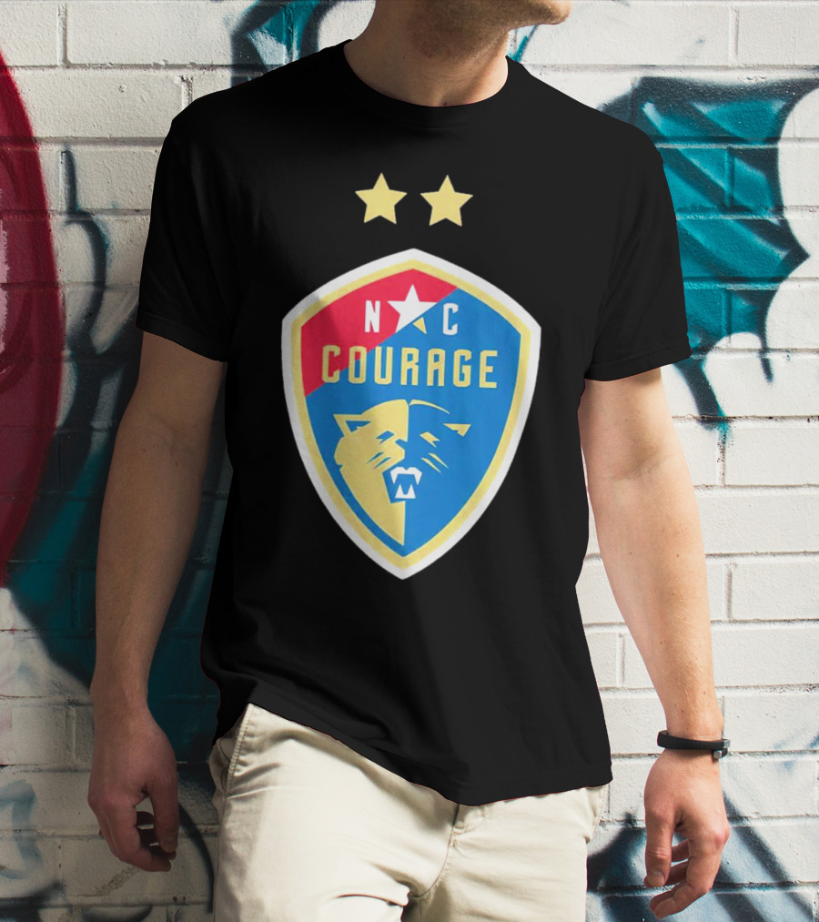 North Carolina Courage Shield N C Star And Lion Emblem Two Stars T-Shirt