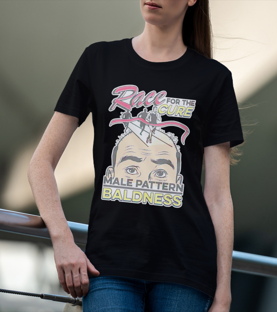 Race For The Cure Male Pattern Baldness Bald Head Runners T-Shirt