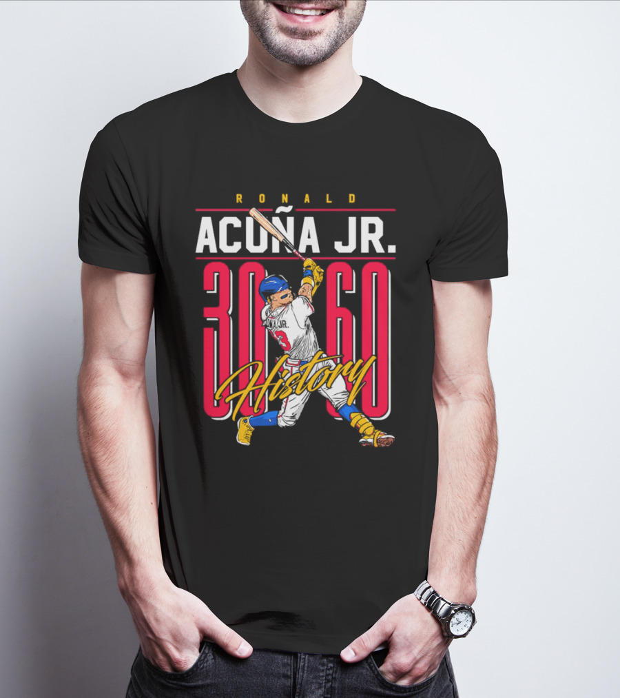 Ronald Acuña Jr. 30 60 History Atlanta Braves Baseball Iconic Achievement T-Shirt