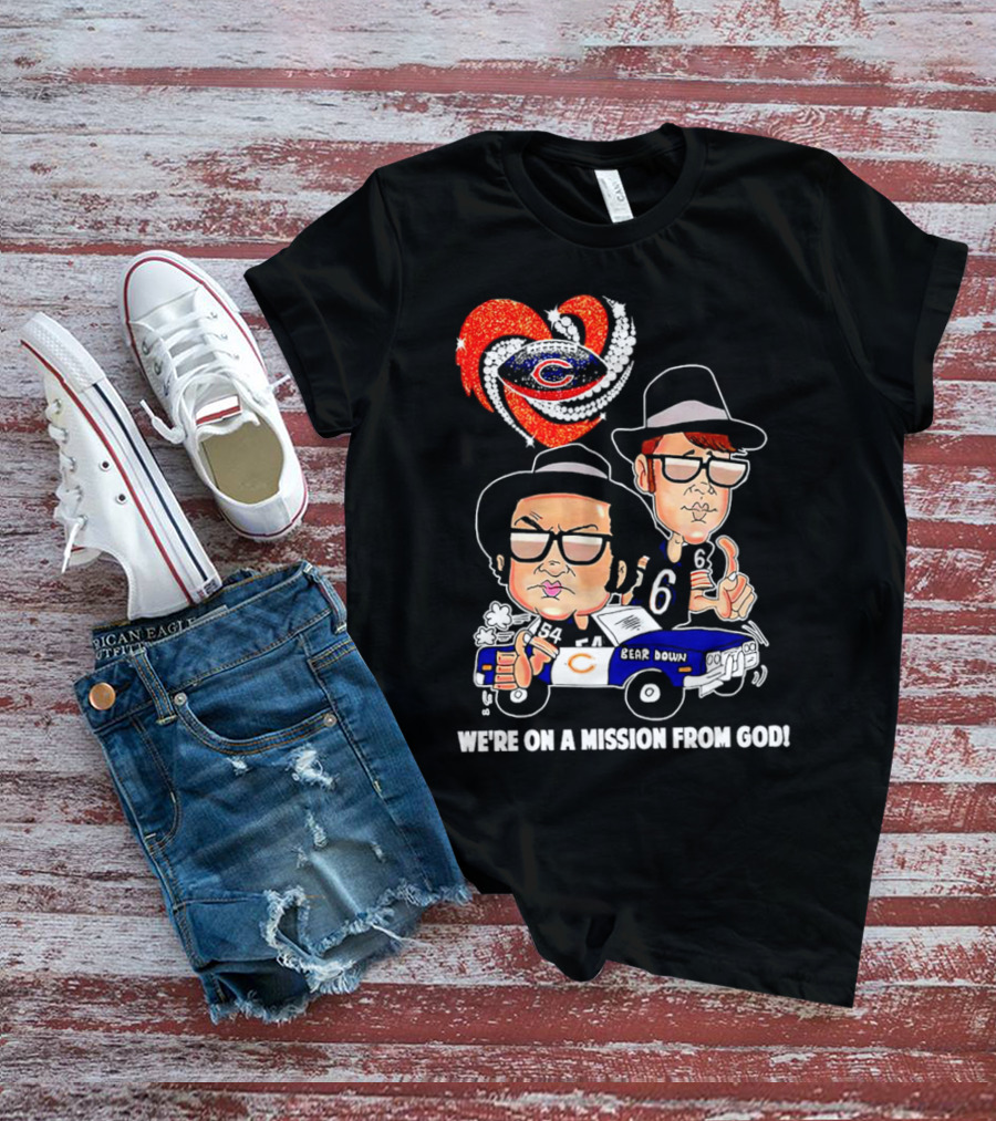 Chicago Bears We're On A Mission From God With Blues Brothers Theme T-Shirt