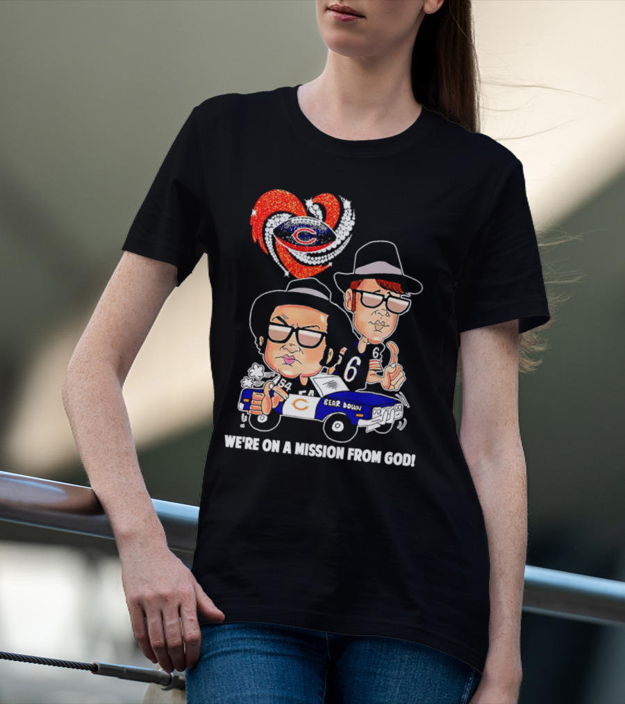 Chicago Bears We're On A Mission From God With Blues Brothers Theme T-Shirt