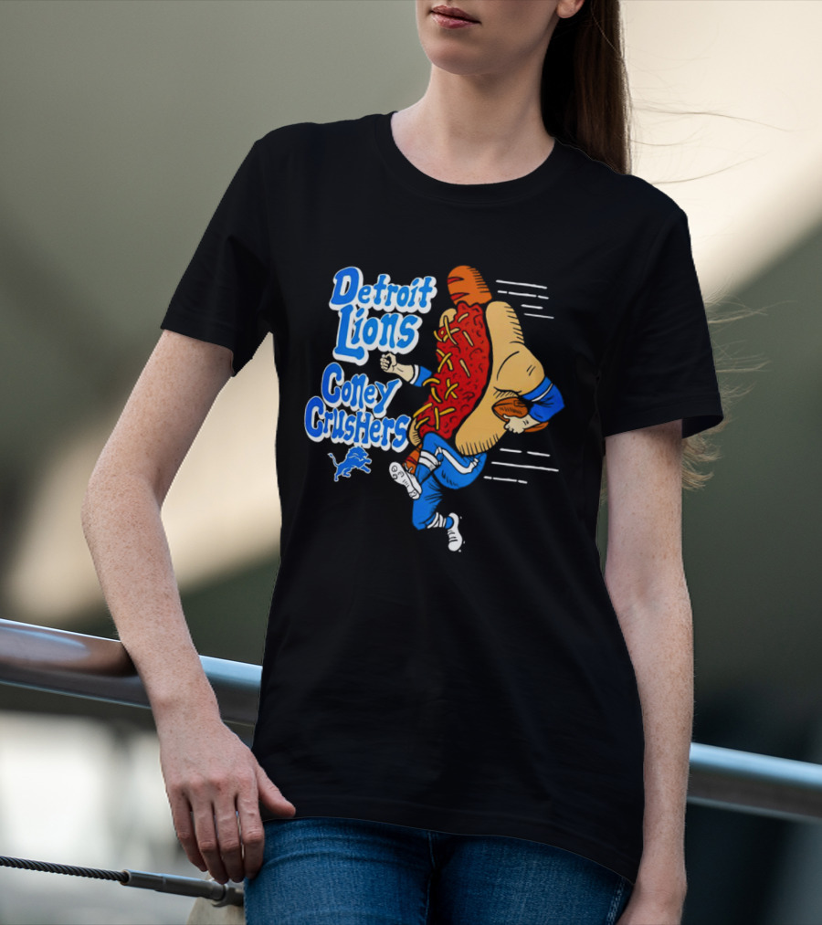 Detroit Lions Coney Crushers Football Hot Dog Dash T-Shirt