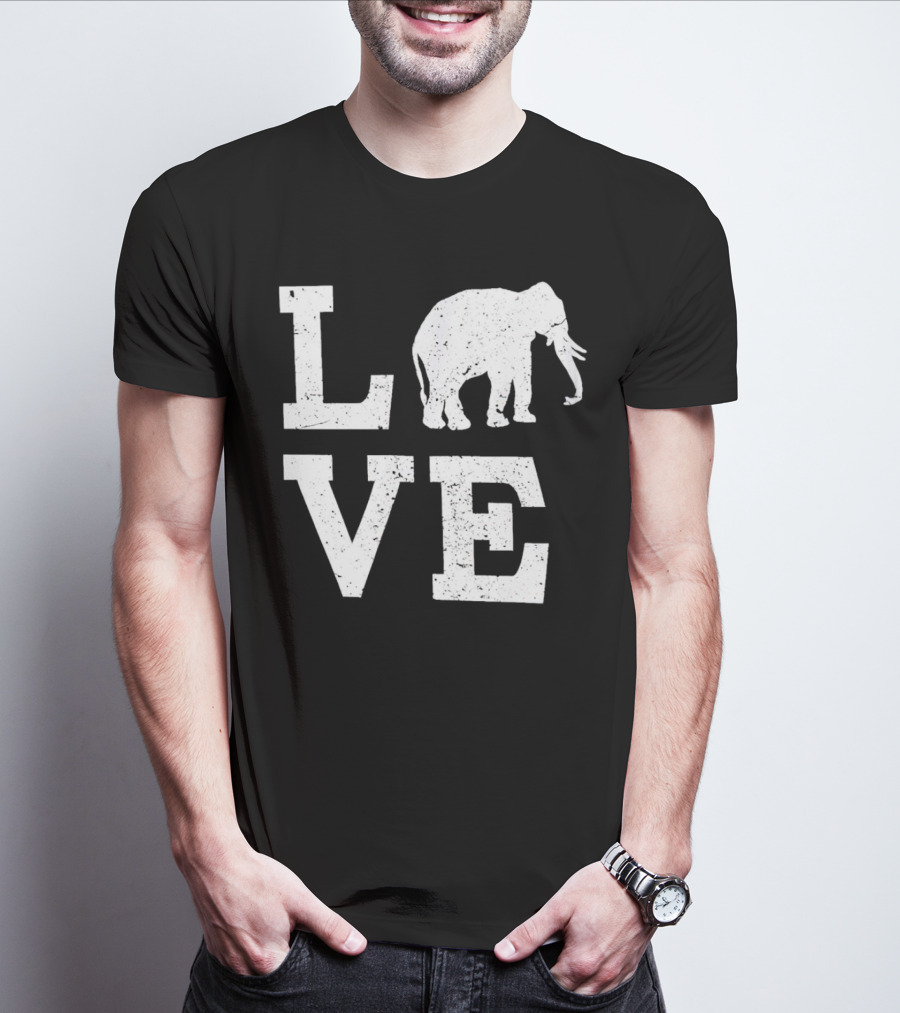 Love Elephant Vintage Style Animal T-Shirt