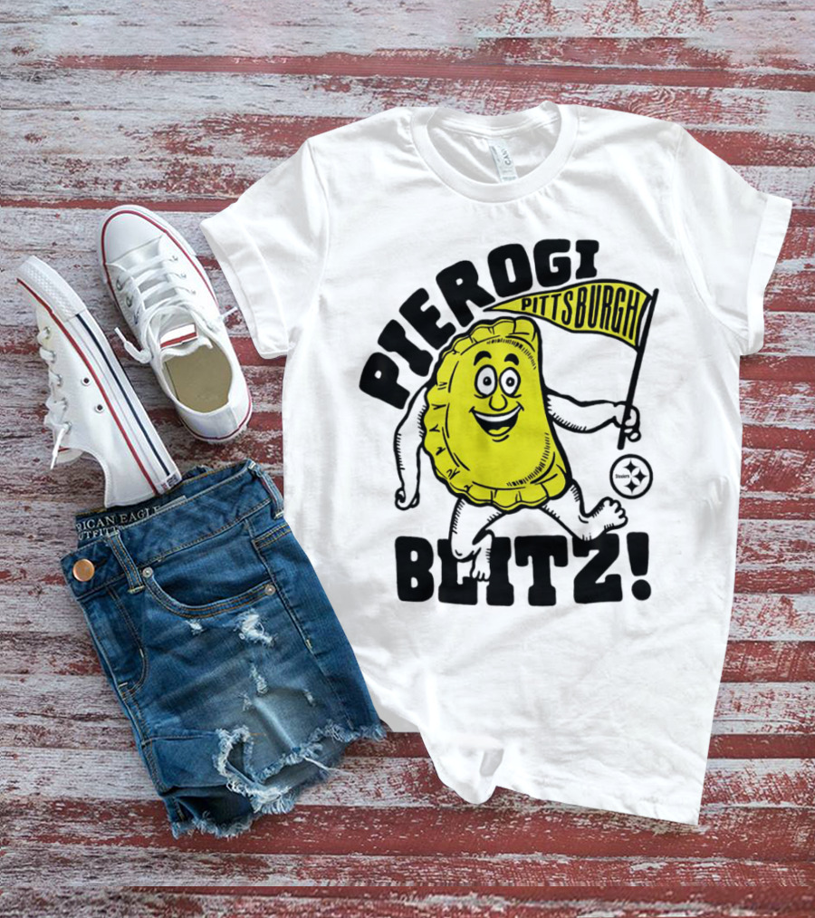 Pittsburgh Pierogi Blitz Steelers Flag T-Shirt
