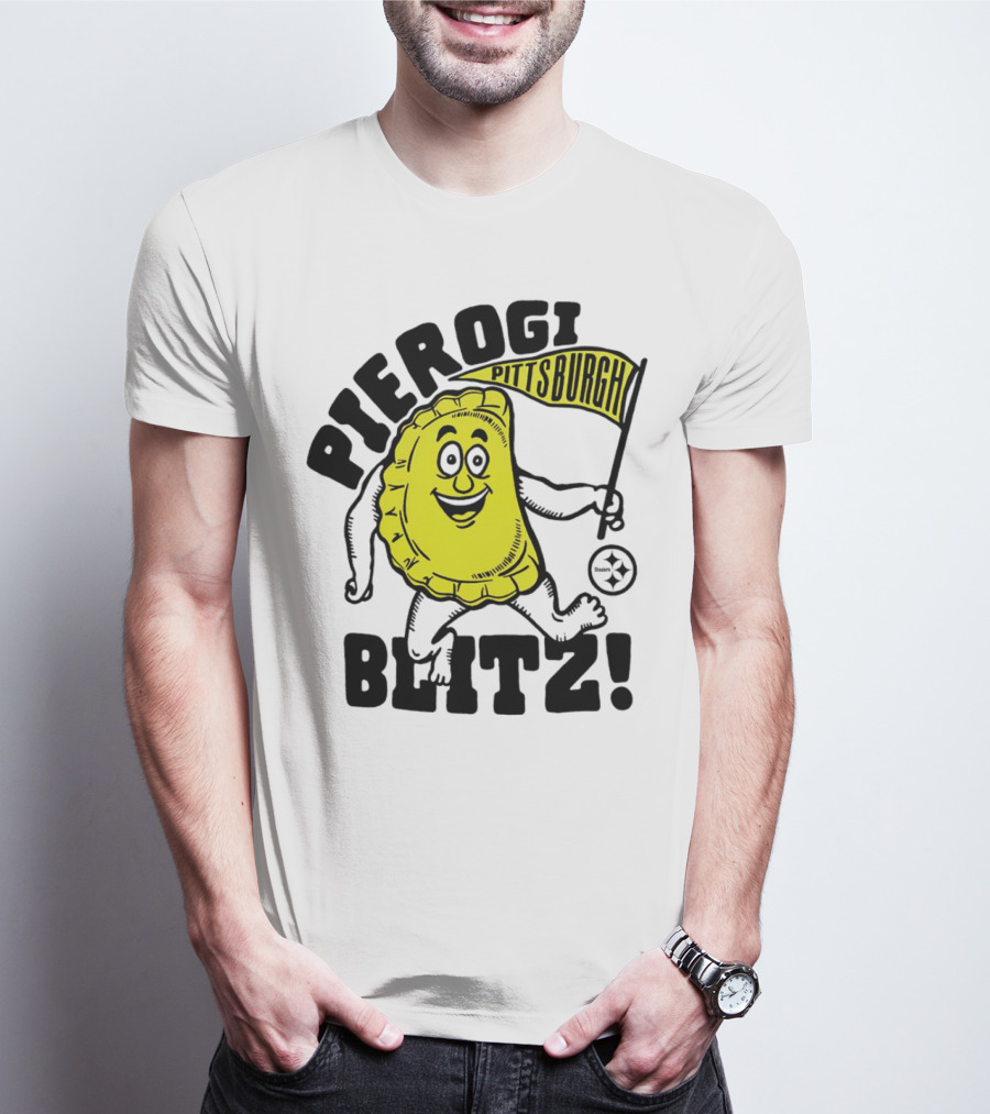 Pittsburgh Pierogi Blitz Steelers Flag T-Shirt