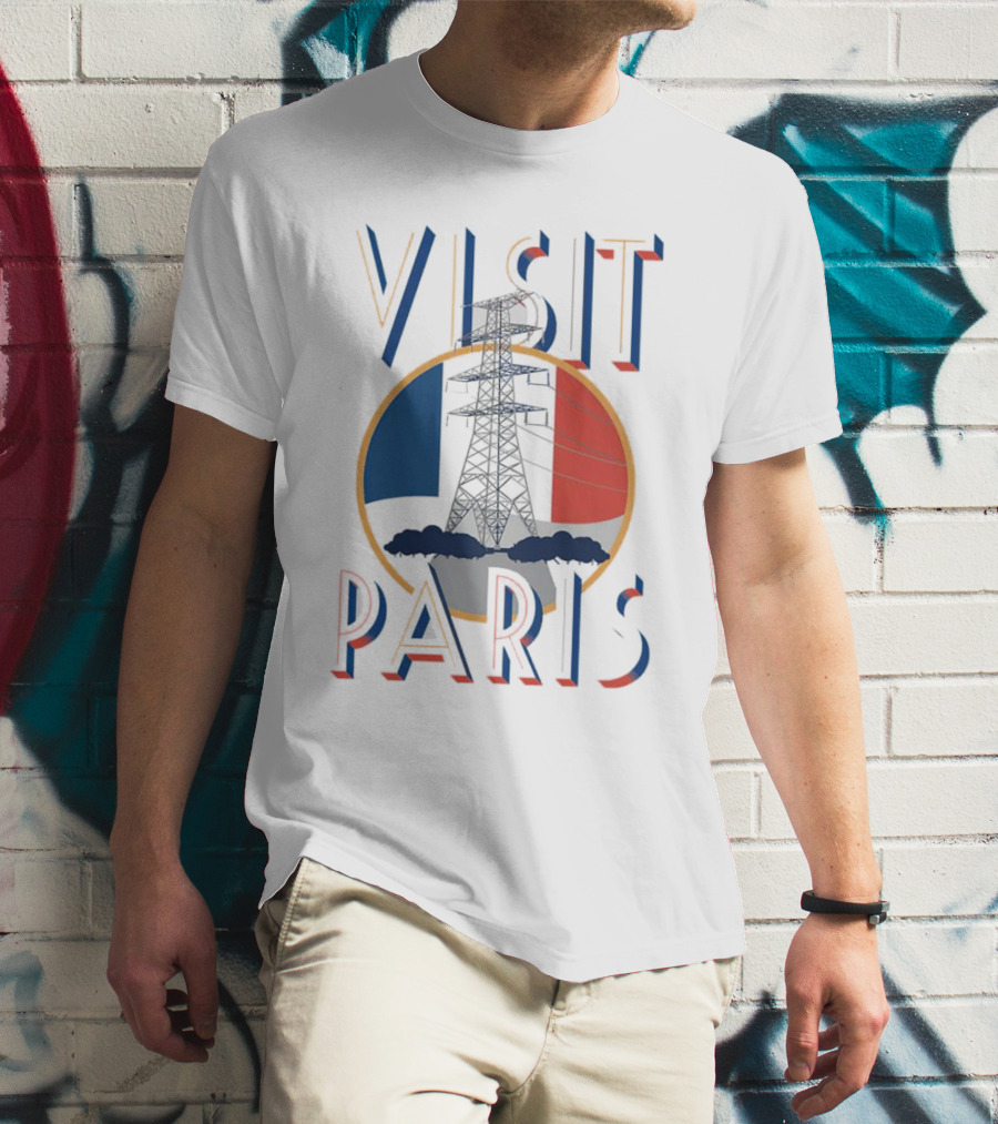 VISIT PARIS Tower Circle Blue Red T-Shirt