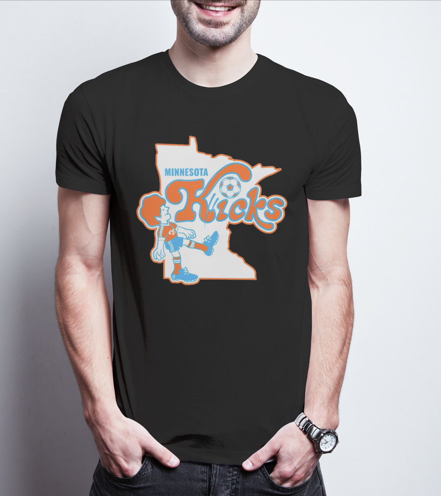 Minnesota Kicks Soccer Player In State Outline T-Shirt