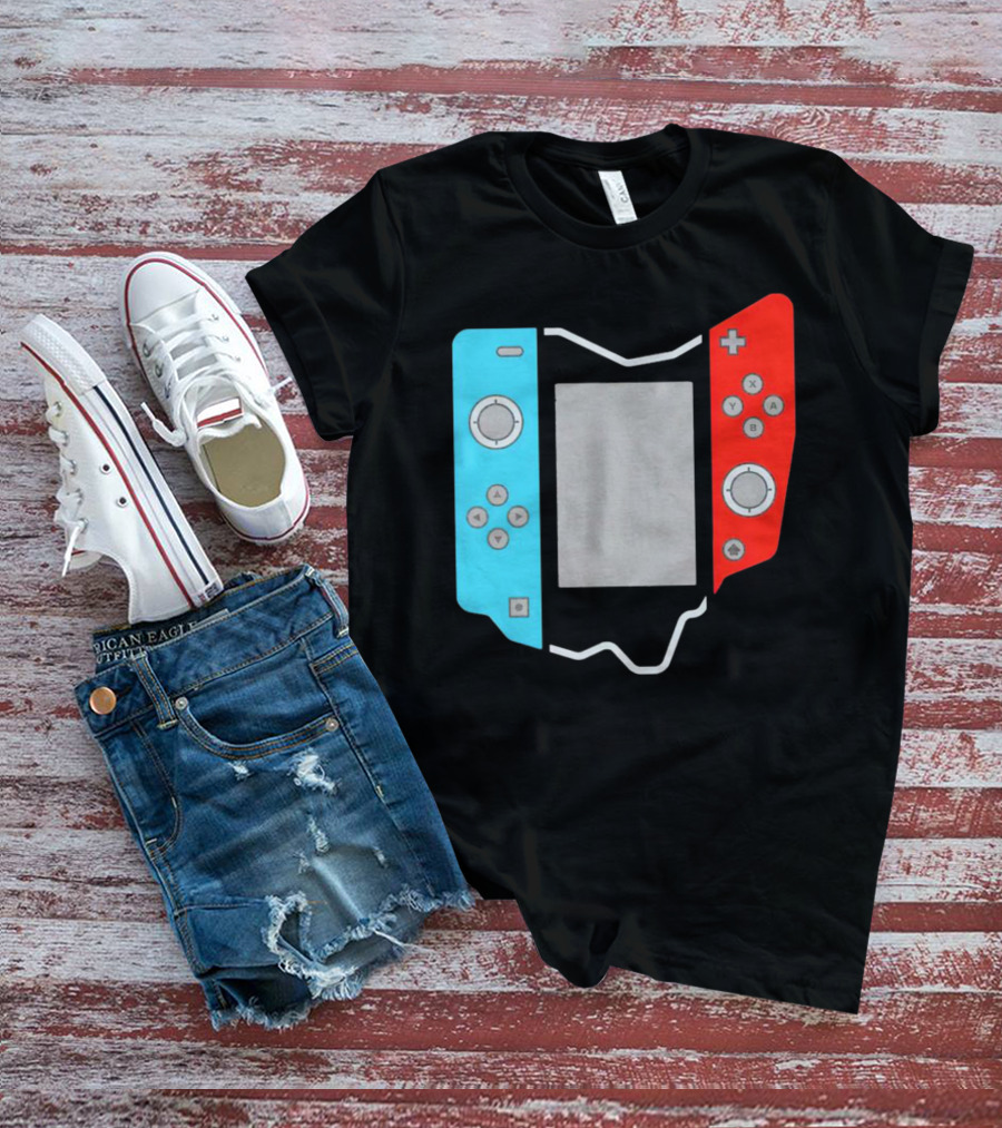 Ohio Gamepad Outline With Blue And Red Controller T-Shirt