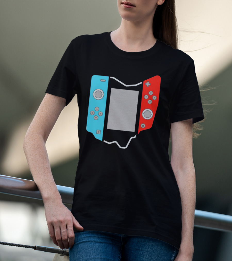 Ohio Gamepad Outline With Blue And Red Controller T-Shirt