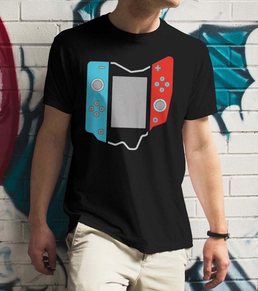 Ohio Gamepad Outline With Blue And Red Controller T-Shirt
