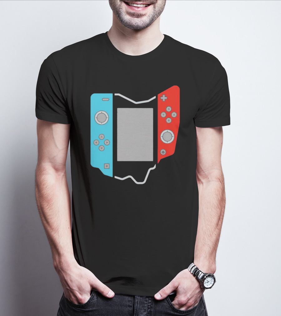 Ohio Gamepad Outline With Blue And Red Controller T-Shirt