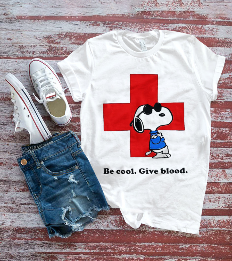 Snoopy Be Cool Give Blood Peanuts Red Cross T-Shirt