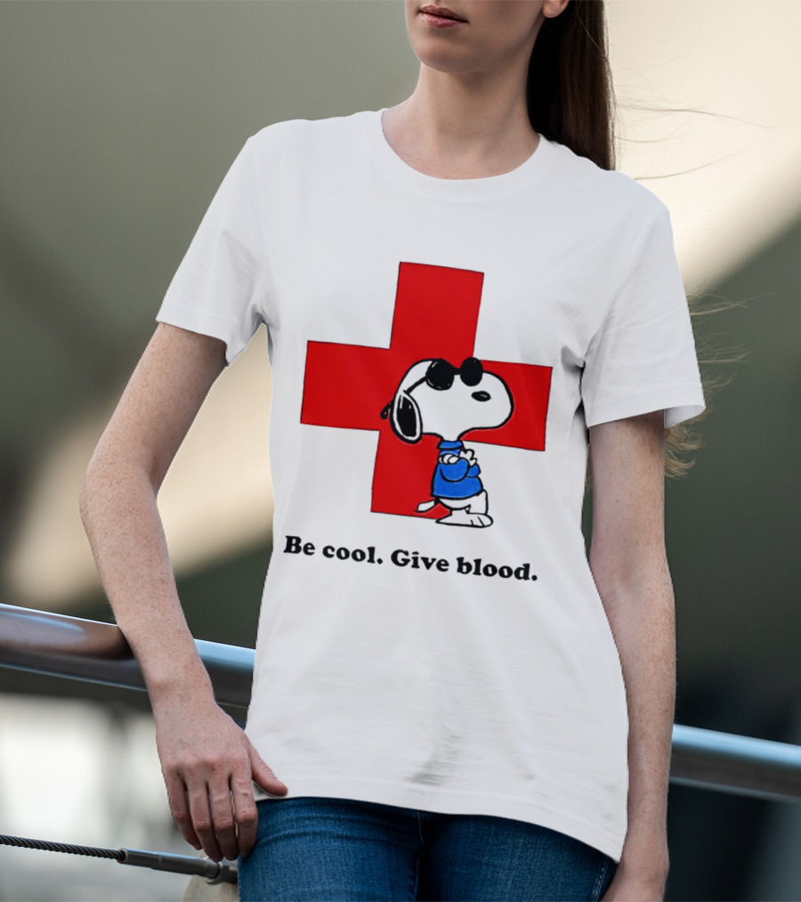 Snoopy Be Cool Give Blood Peanuts Red Cross T-Shirt