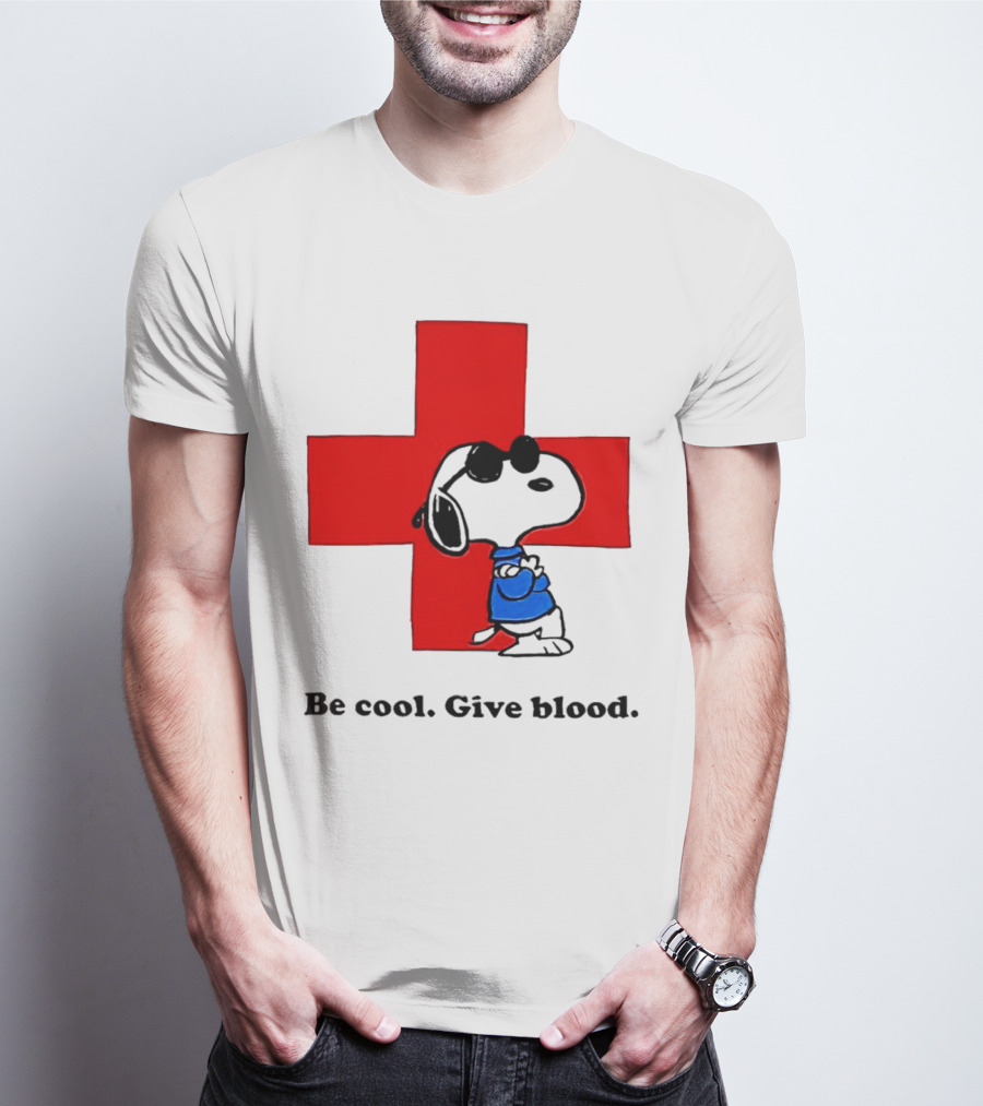 Snoopy Be Cool Give Blood Peanuts Red Cross T-Shirt