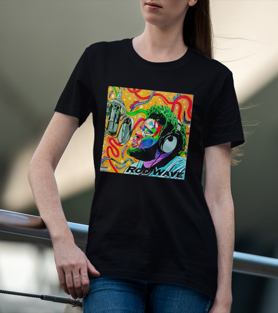 Rod Wave Vintage Colorful Microphone Headphones Psychedelic Art Album Cover T-Shirt