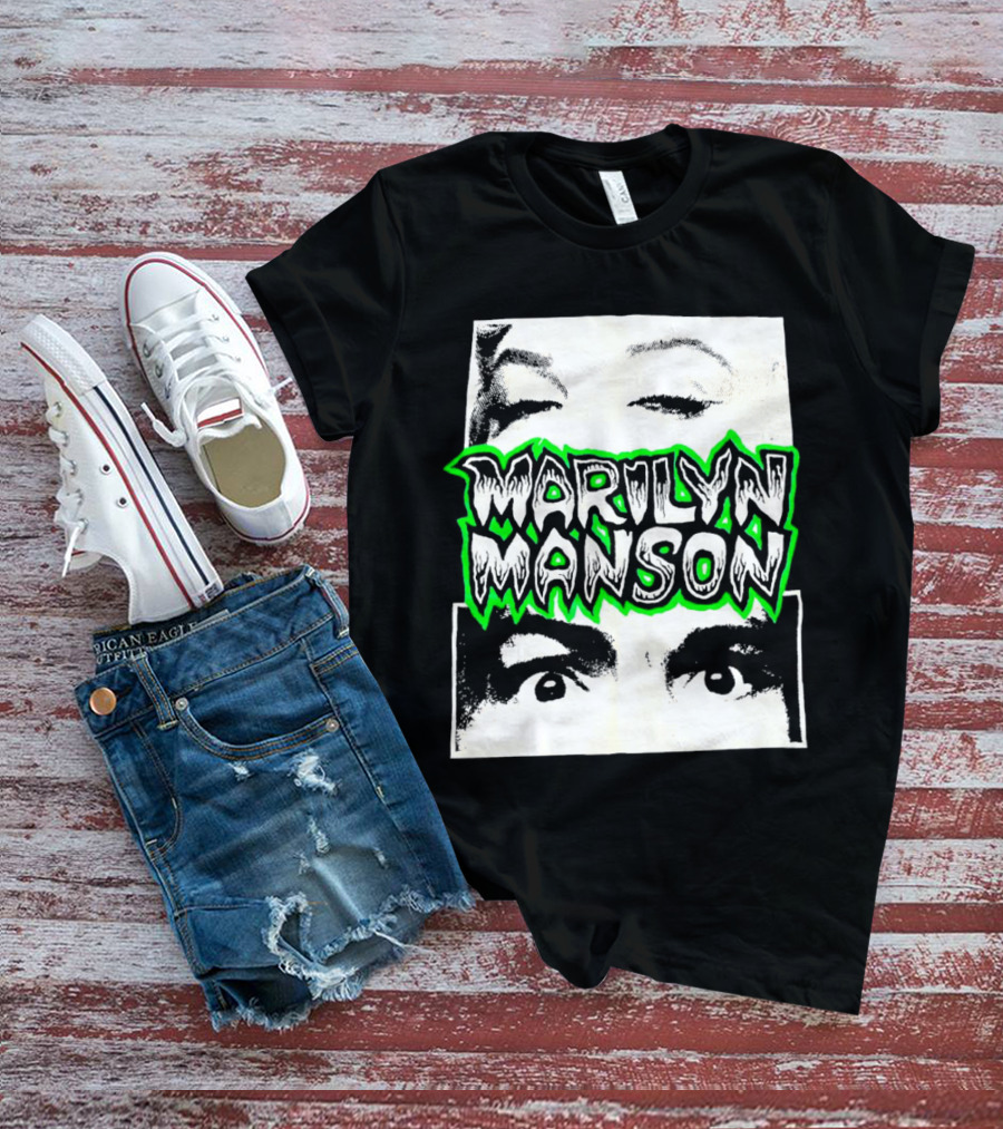 Marilyn Manson Face Illusion With Eyes Contrast T-Shirt