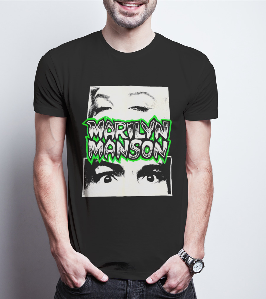 Marilyn Manson Face Illusion With Eyes Contrast T-Shirt