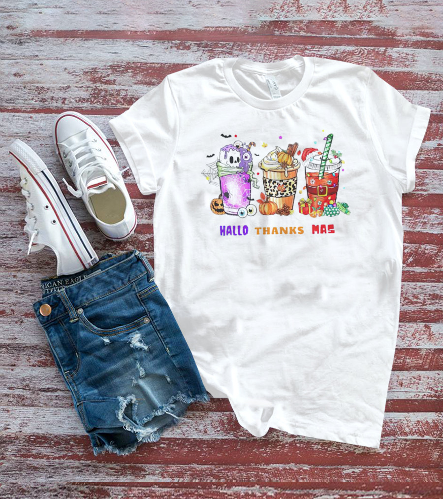 Coffee Halloween Thanksgiving Christmas Hallo Thanks Mas T-Shirt