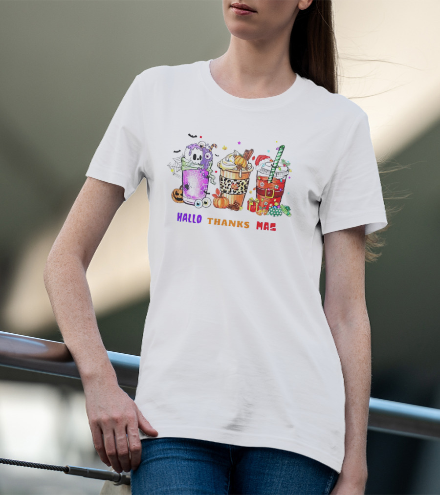 Coffee Halloween Thanksgiving Christmas Hallo Thanks Mas T-Shirt