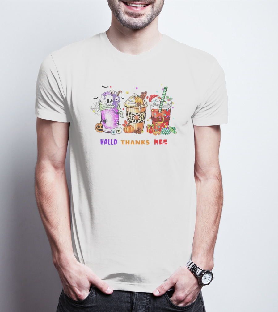 Coffee Halloween Thanksgiving Christmas Hallo Thanks Mas T-Shirt