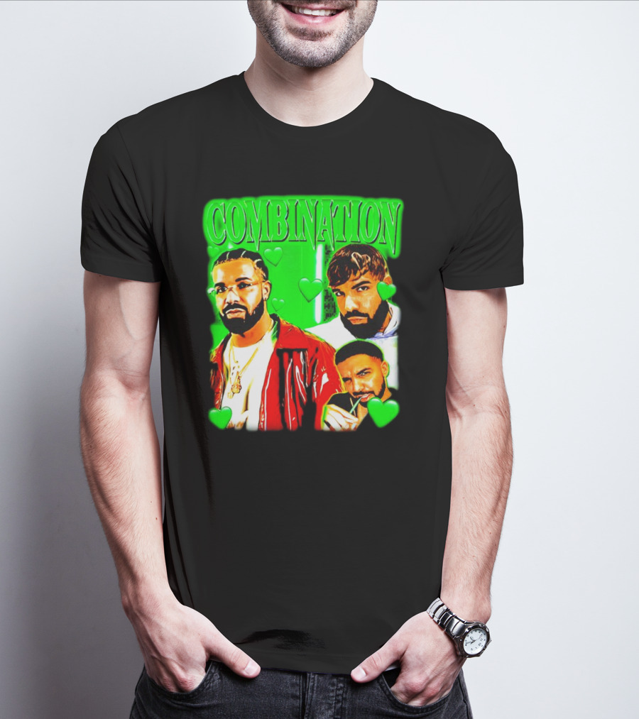 Combination Drake Green Hearts Trio T-Shirt