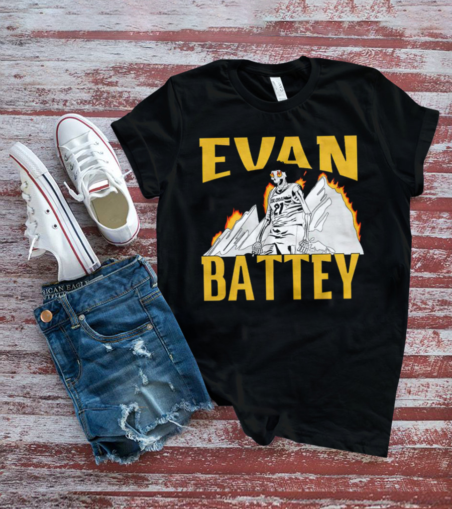 Evan Battey Colorado Buffaloes Basketball 21 Mountain Flames T-Shirt