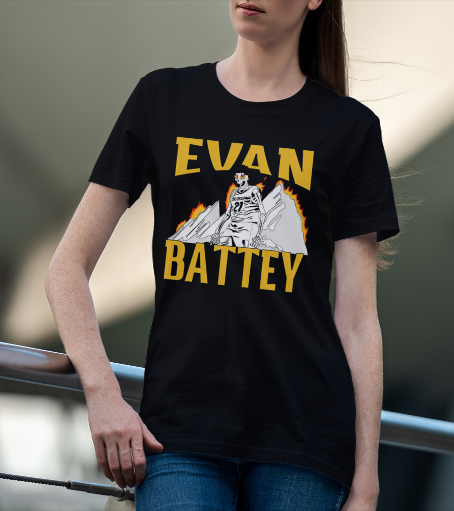 Evan Battey Colorado Buffaloes Basketball 21 Mountain Flames T-Shirt