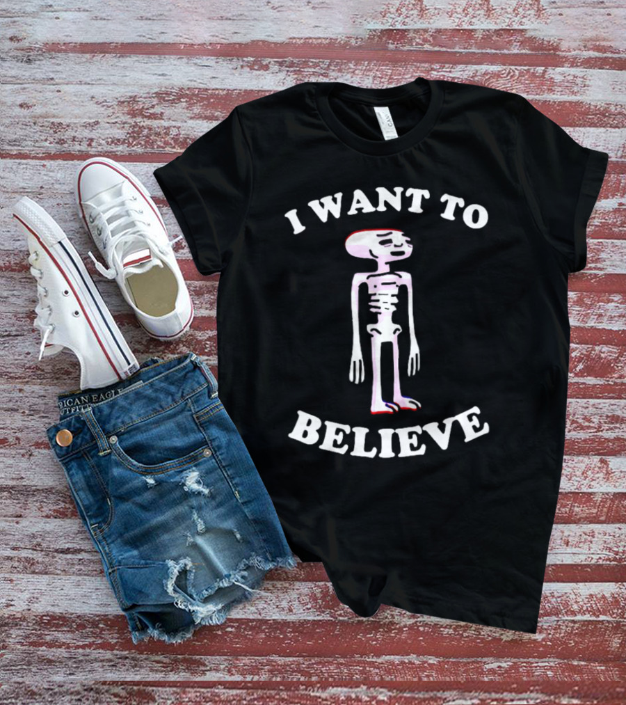 I Want To Believe Skeleton Meme T-Shirt