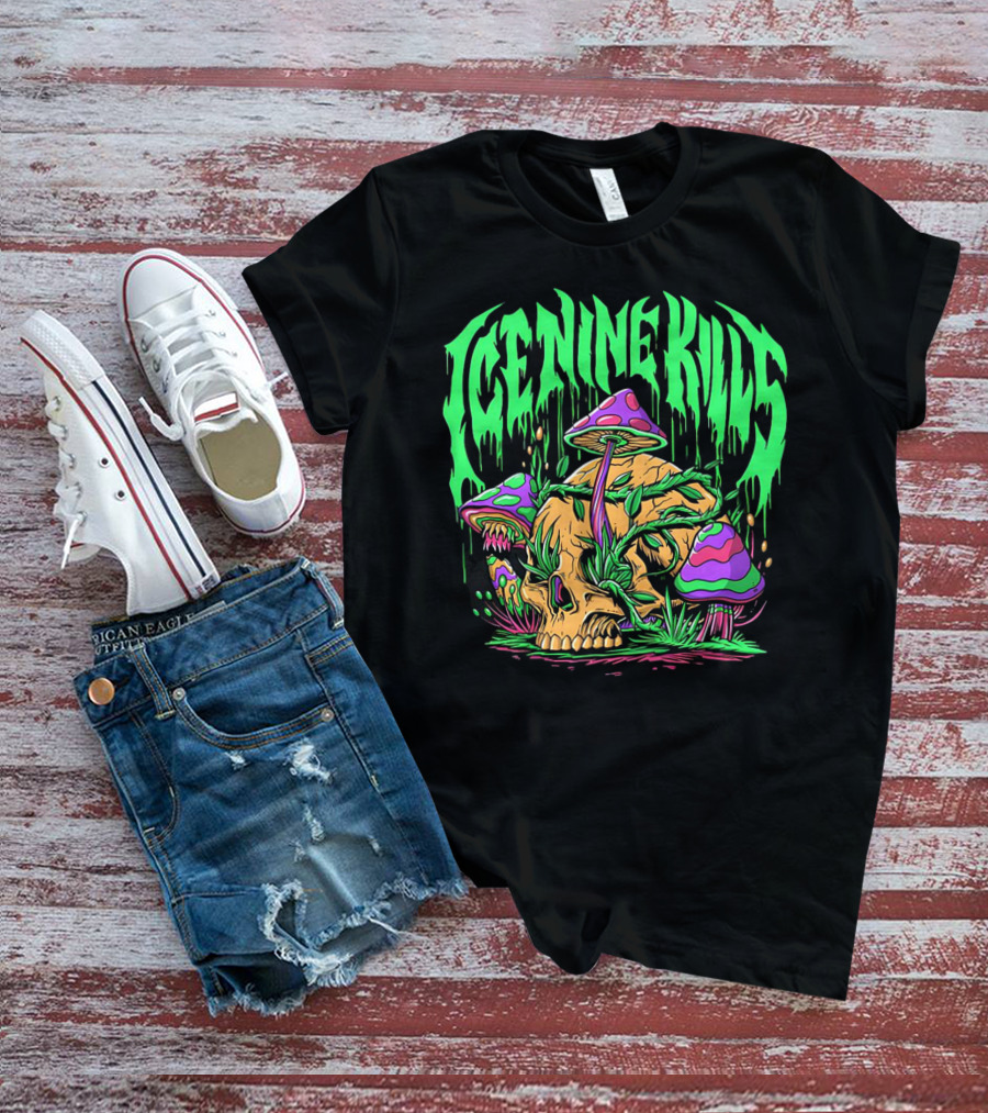 Ice Nine Kills Skull With Psychedelic Mushrooms T-Shirt