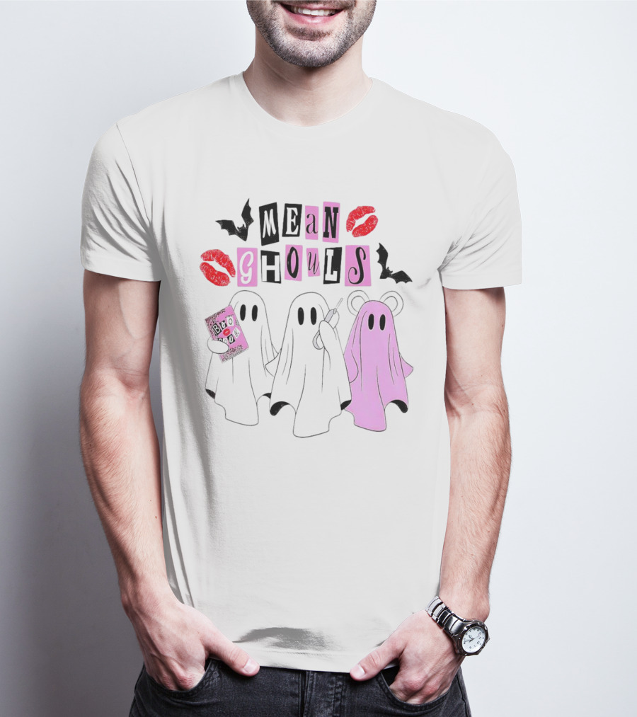 Mean Girls Mean Ghouls Halloween Boo Sheet Lipstick Bat Ghosts T-Shirt