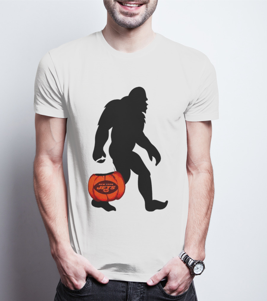New York Jets Bigfoot Halloween Pumpkin T-Shirt