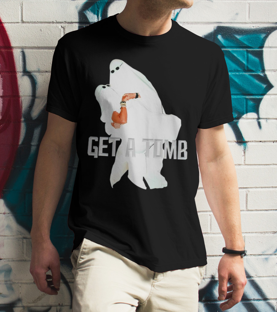 GET A TOMB Ghosts Carrying Figure Halloween Humor T-Shirt