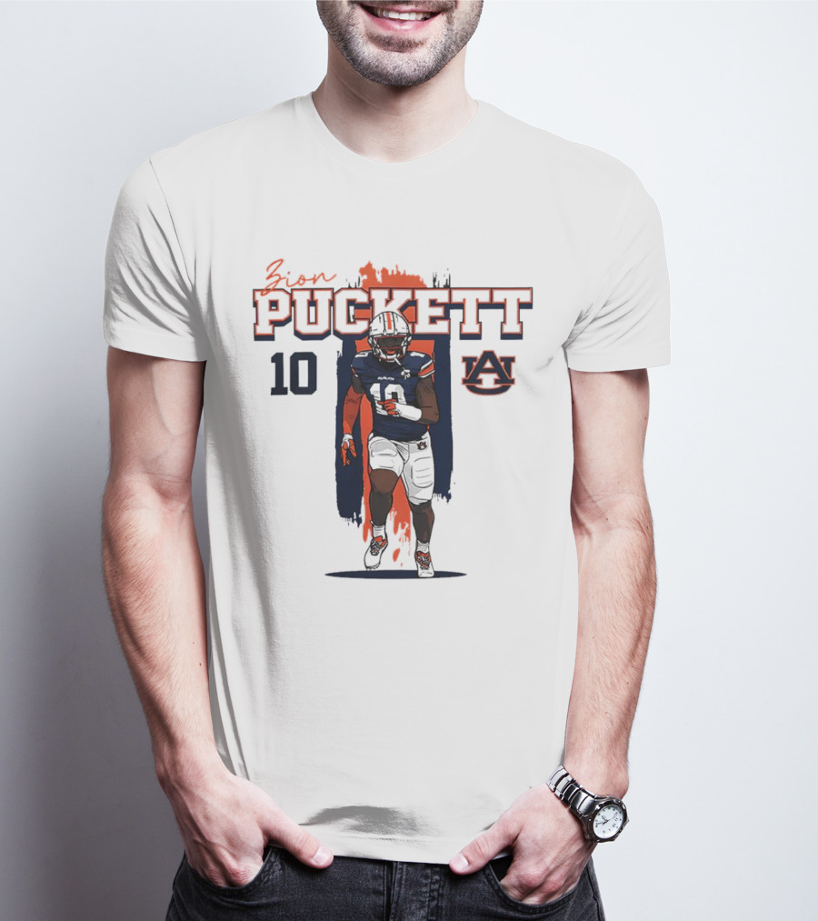 Zion Puckett Auburn Tigers 10 Caricature T-Shirt